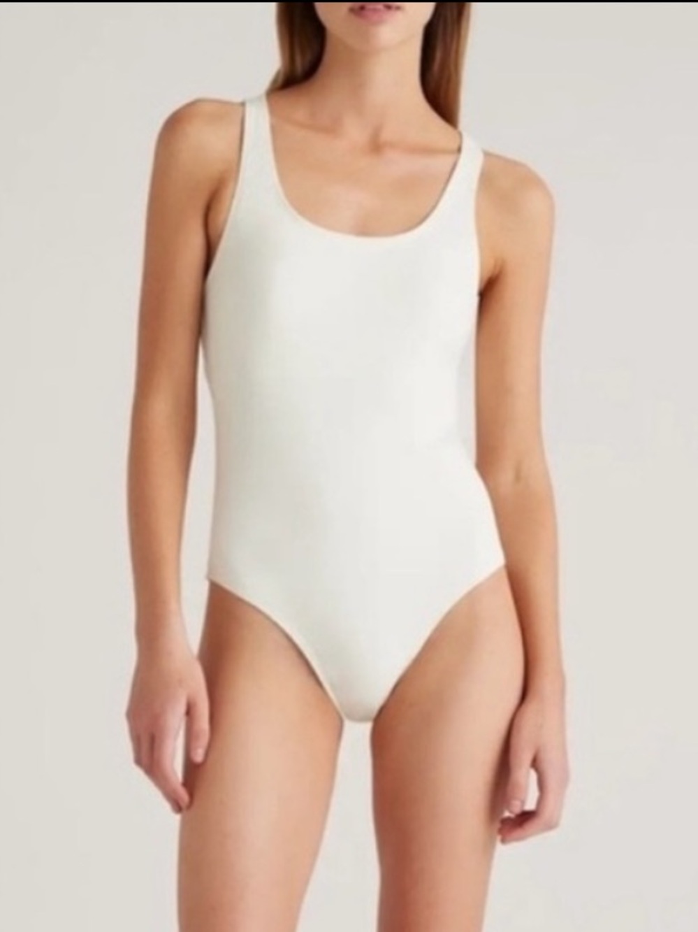 NWT QUINCE Italian Cross-Back Swimsuit Ivory (bin 22)